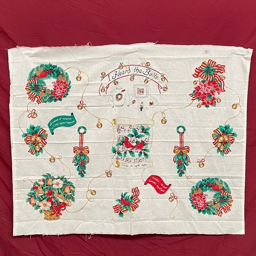 VTG Wamsutta OTC Christmas Cut and Sew applique panel for sweater, pillows, more